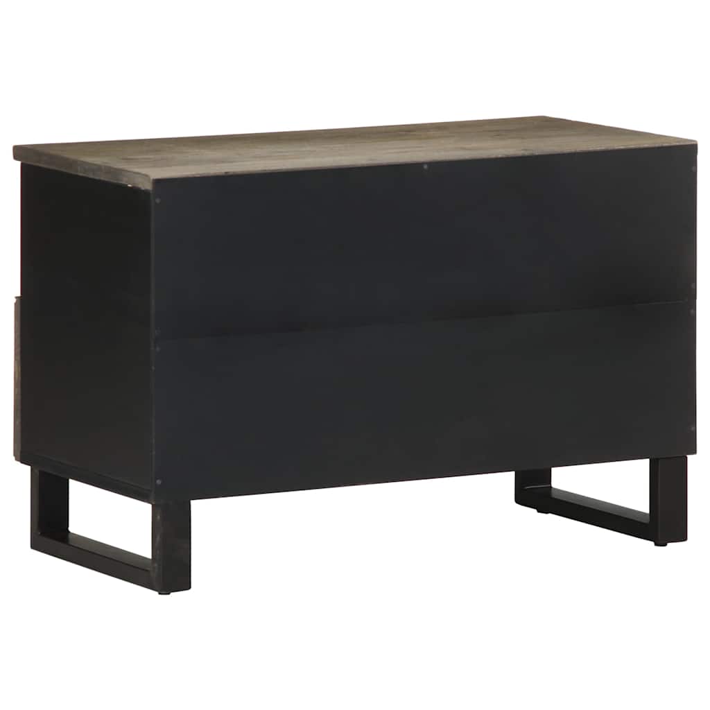 TV Cabinet Black Solid mango wood with grey finish, metal Medium