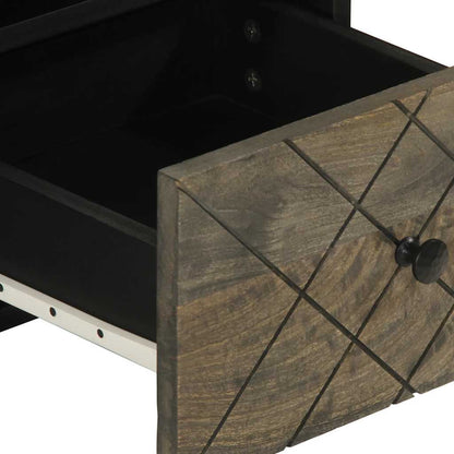 TV Cabinet Black Solid mango wood with grey finish, metal Medium