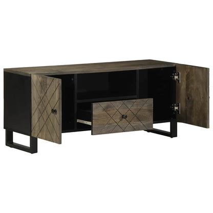TV Cabinet Black Solid mango wood, Engineered wood, Metal Medium