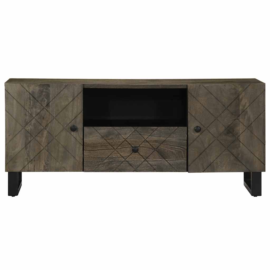 TV Cabinet Black Solid mango wood, Engineered wood, Metal Medium