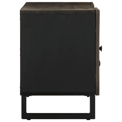 TV Cabinet Black Solid mango wood, Engineered wood, Metal Medium