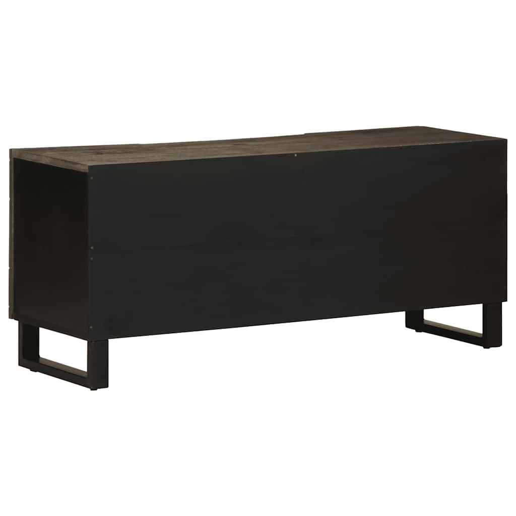 TV Cabinet Black Solid mango wood, Engineered wood, Metal Medium