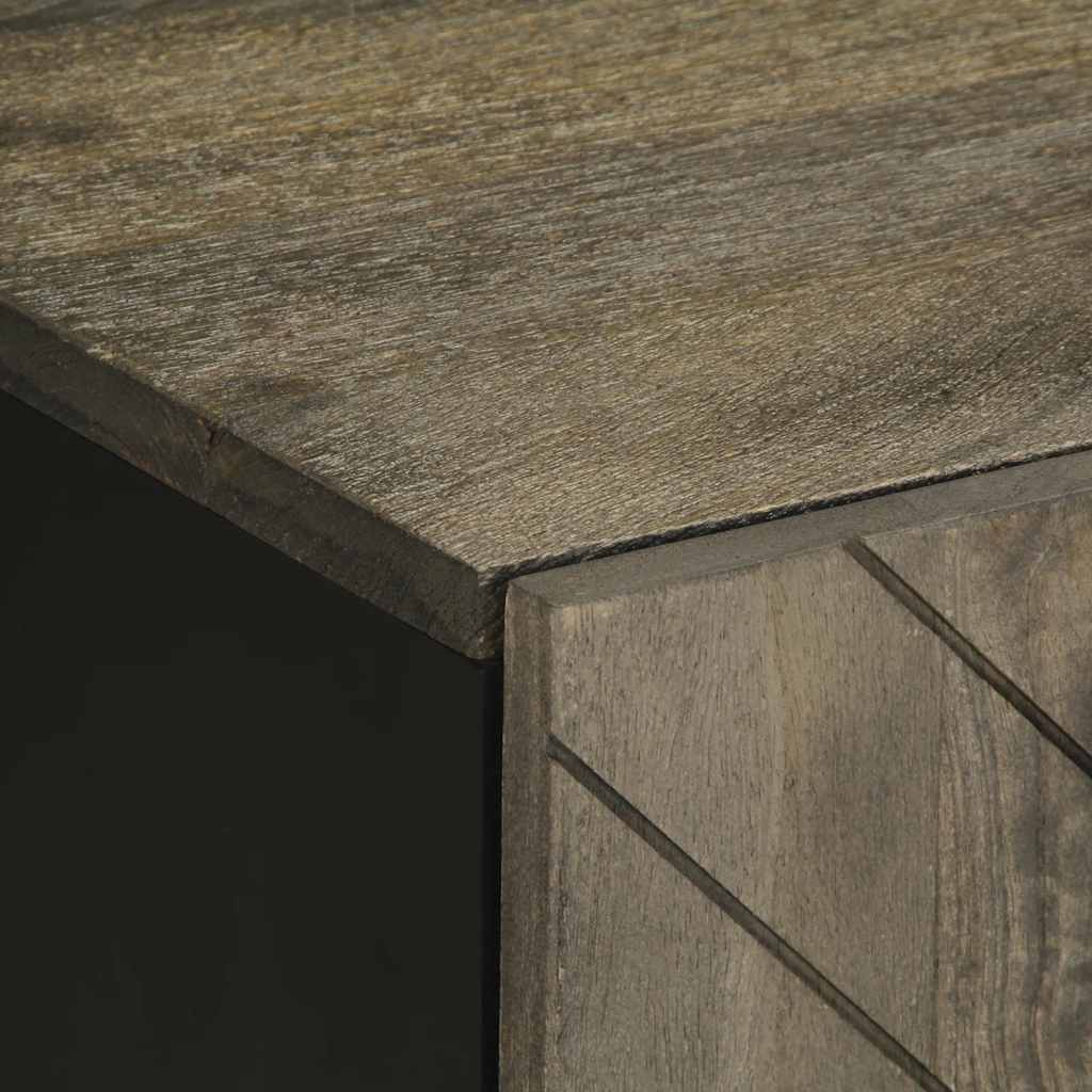 TV Cabinet Black Solid mango wood, Engineered wood, Metal Medium