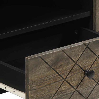 TV Cabinet Black Solid mango wood, Engineered wood, Metal Medium