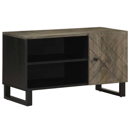 TV Cabinet Black Solid Mango Wood Medium TV Cabinet Rectangular
