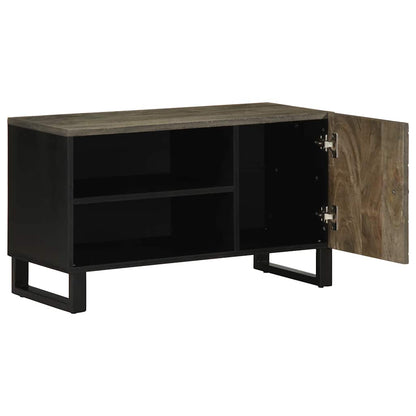 TV Cabinet Black Solid Mango Wood Medium TV Cabinet Rectangular