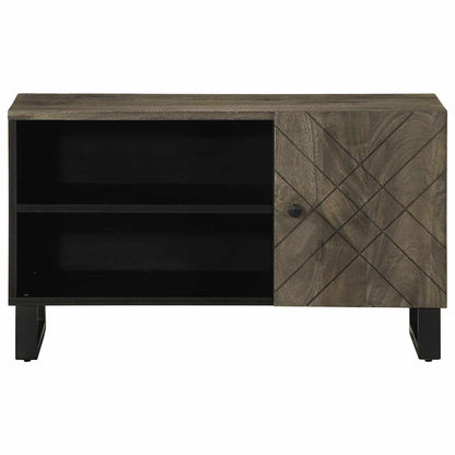 TV Cabinet Black Solid Mango Wood Medium TV Cabinet Rectangular