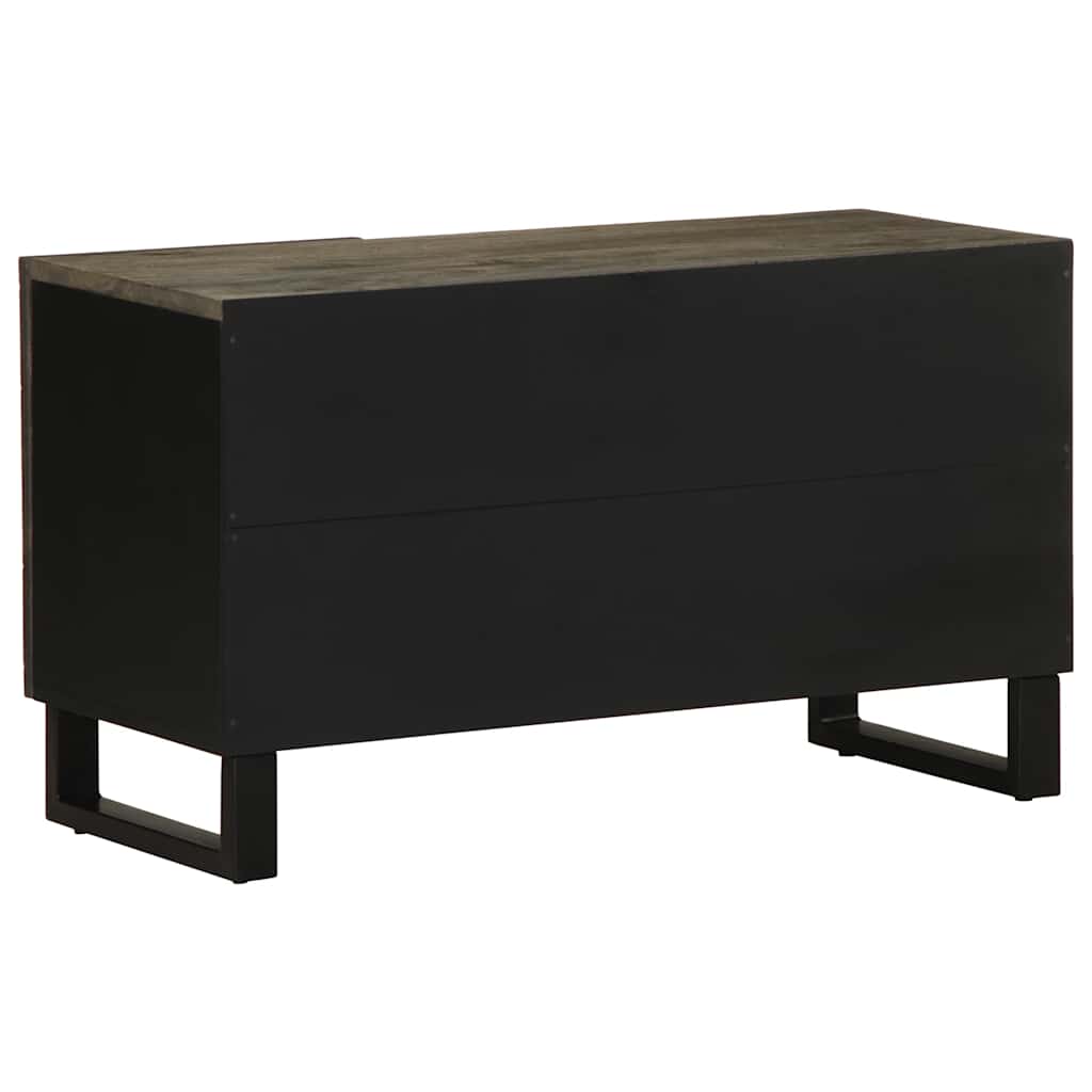 TV Cabinet Black Solid Mango Wood Medium TV Cabinet Rectangular