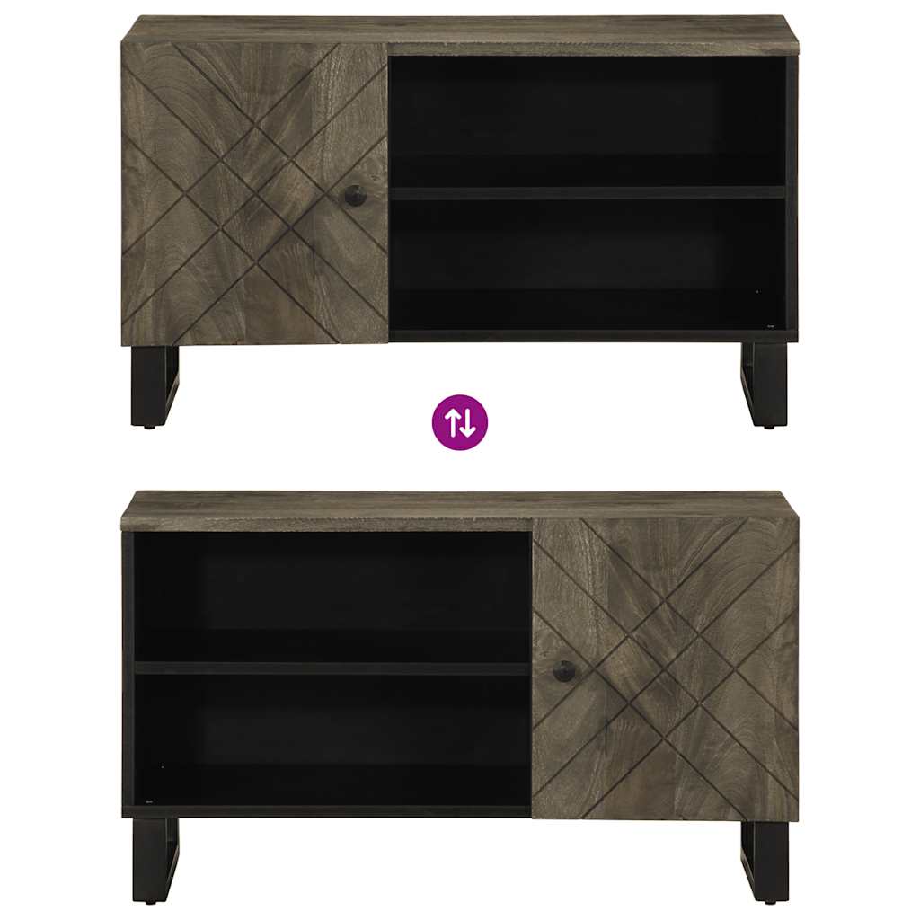 TV Cabinet Black Solid Mango Wood Medium TV Cabinet Rectangular