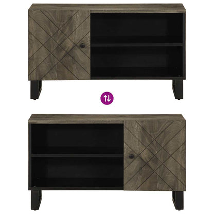 TV Cabinet Black Solid Mango Wood Medium TV Cabinet Rectangular