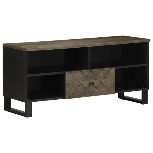 TV Cabinet Black Solid mango wood, engineered wood, metal Medium