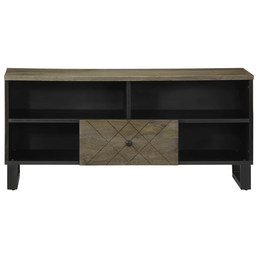 TV Cabinet Black Solid mango wood, engineered wood, metal Medium