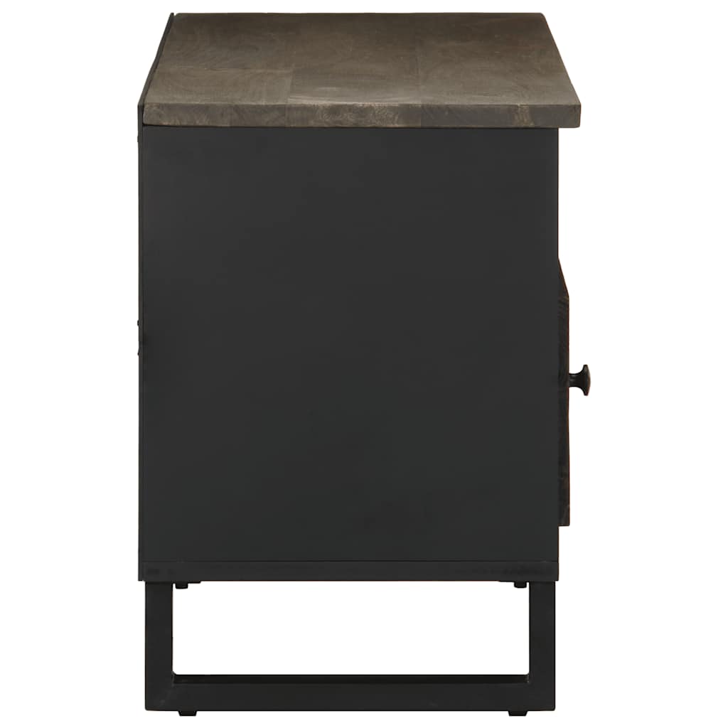 TV Cabinet Black Solid mango wood, engineered wood, metal Medium