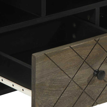 TV Cabinet Black Solid mango wood, engineered wood, metal Medium