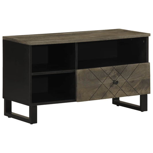 TV Cabinet Black Solid Mango Wood Medium TV Cabinet Rectangular