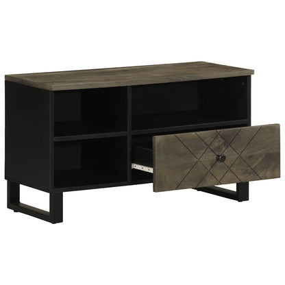 TV Cabinet Black Solid Mango Wood Medium TV Cabinet Rectangular