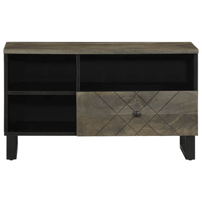 TV Cabinet Black Solid Mango Wood Medium TV Cabinet Rectangular