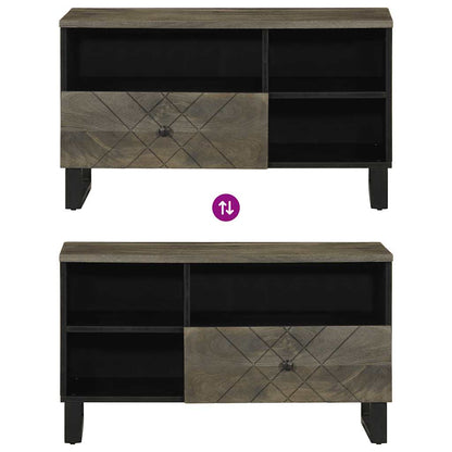 TV Cabinet Black Solid Mango Wood Medium TV Cabinet Rectangular