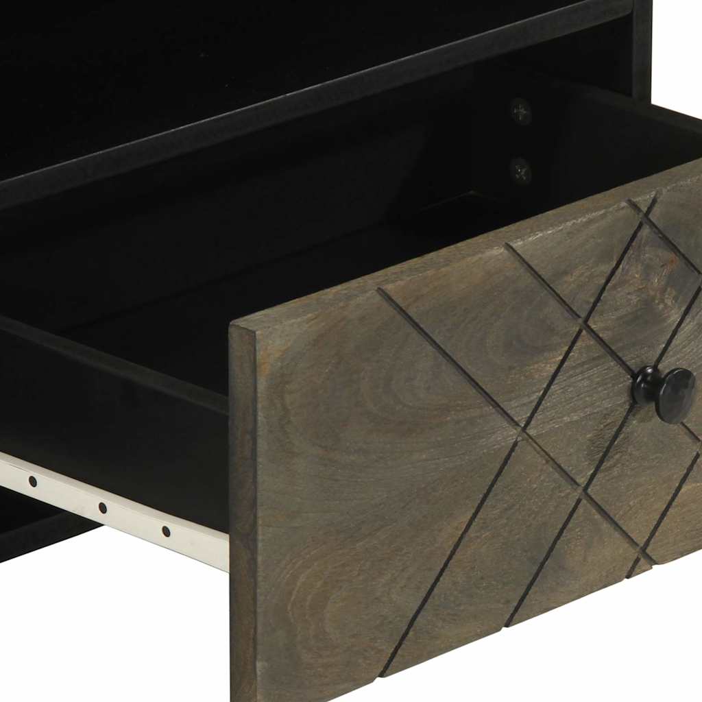 TV Cabinet Black Solid Mango Wood Medium TV Cabinet Rectangular
