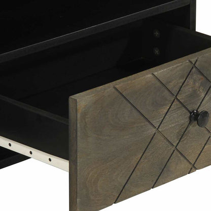 TV Cabinet Black Solid Mango Wood Medium TV Cabinet Rectangular