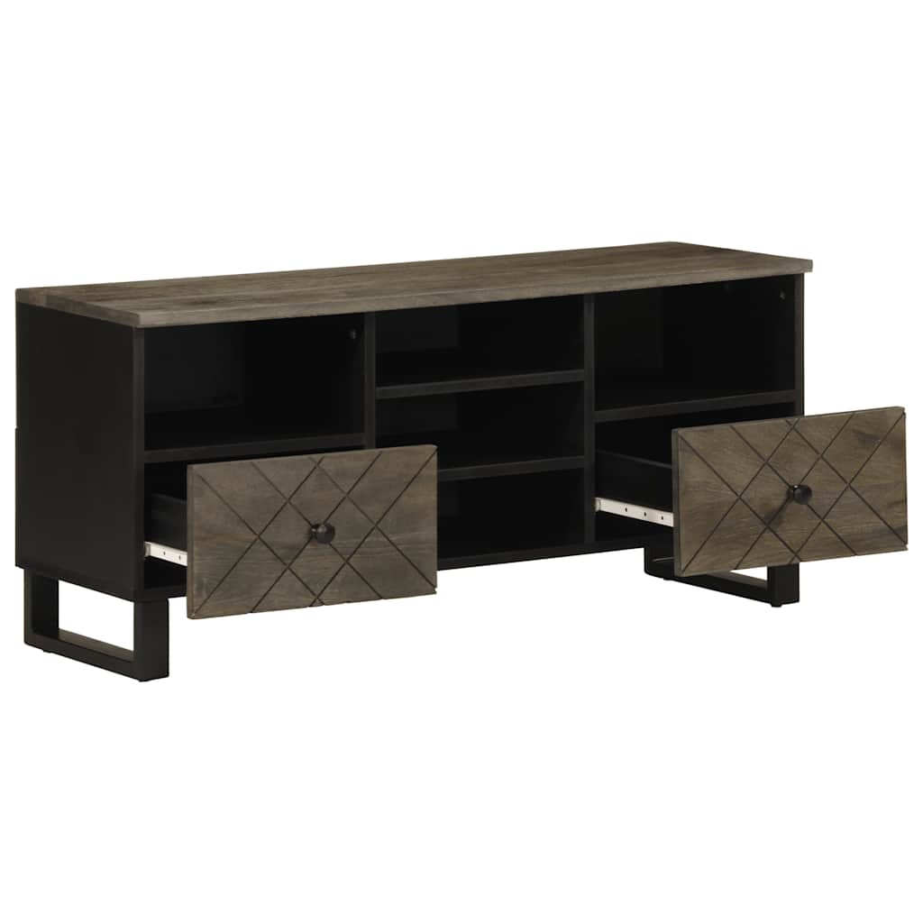 TV Cabinet Black Solid mango wood, metal Medium TV Cabinet