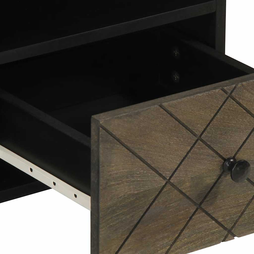 TV Cabinet Black Solid mango wood, metal Medium TV Cabinet