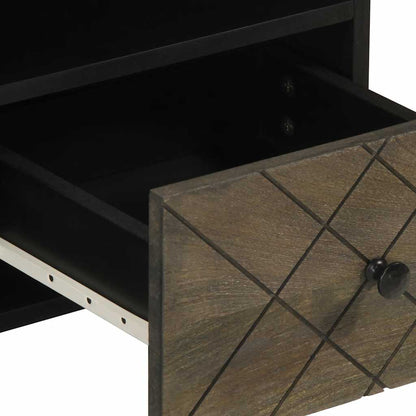 TV Cabinet Black Solid mango wood, metal Medium TV Cabinet
