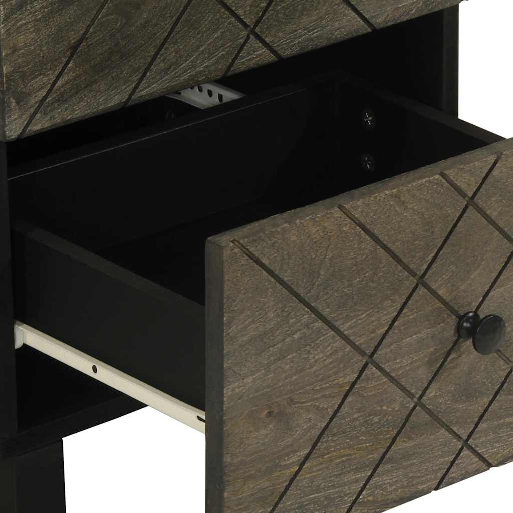 Sideboard Black Solid mango wood, engineered wood, metal Compact