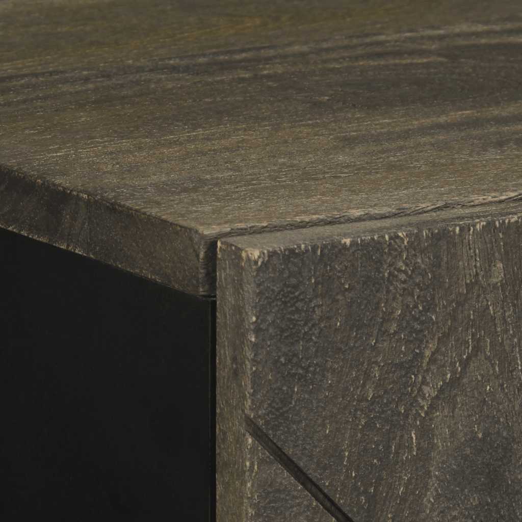 Sideboard Black Solid mango wood, engineered wood, metal Medium