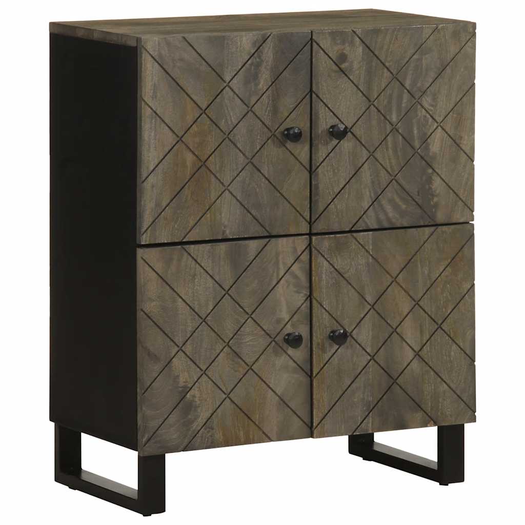 Sideboard Black Solid mango wood, engineered wood, metal Medium