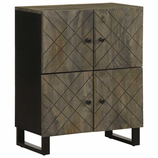 Sideboard Black Solid mango wood, engineered wood, metal Medium
