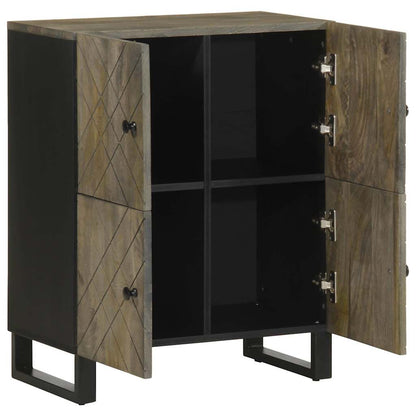 Sideboard Black Solid mango wood, engineered wood, metal Medium