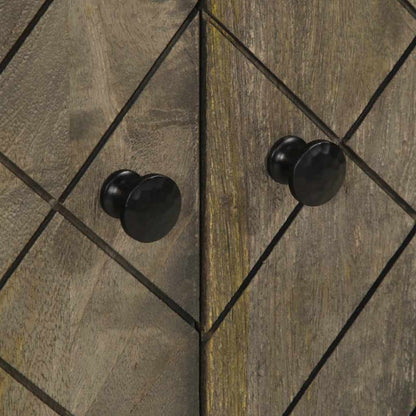 Sideboard Black Solid mango wood, engineered wood, metal Medium