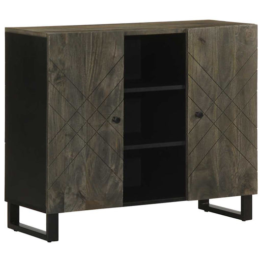 Sideboard Black Solid mango wood, engineered wood, metal Medium