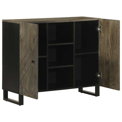 Sideboard Black Solid mango wood, engineered wood, metal Medium