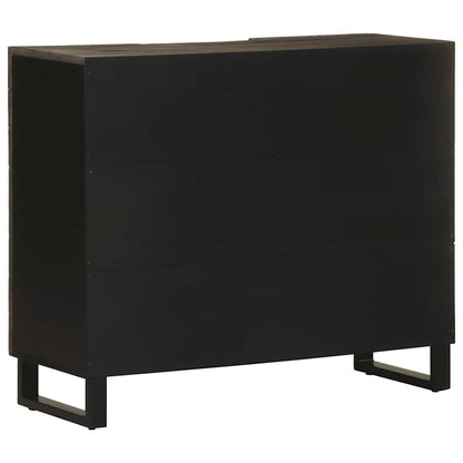 Sideboard Black Solid mango wood, engineered wood, metal Medium