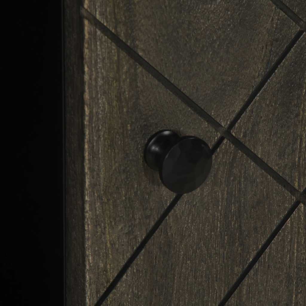 Sideboard Black Solid mango wood, engineered wood, metal Medium