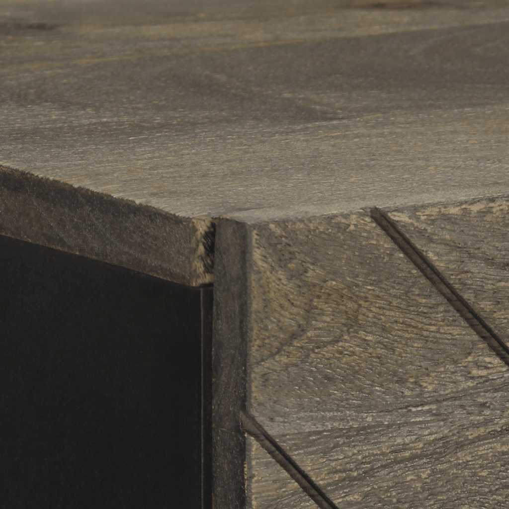 Highboard Black Solid mango wood with engineered wood and metal