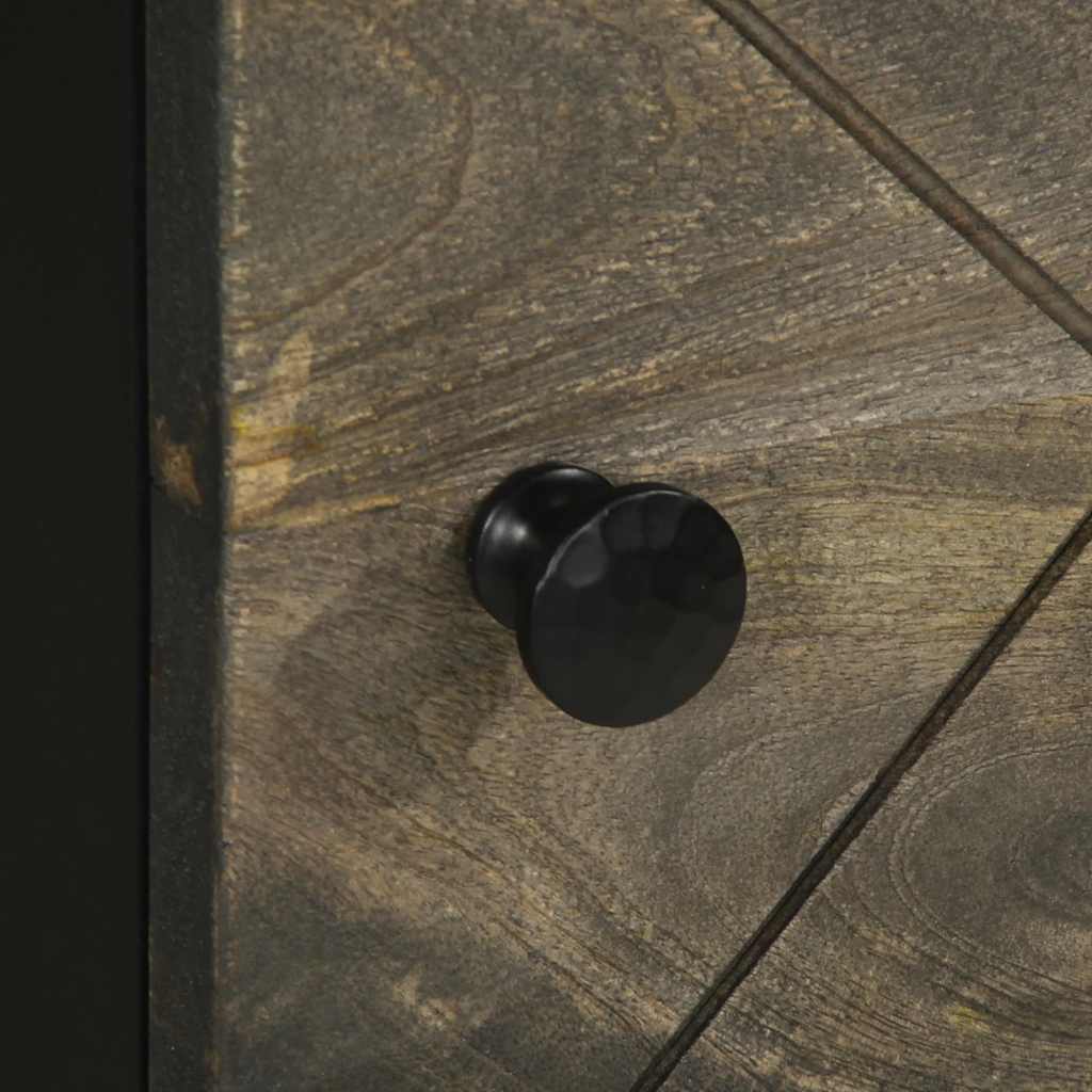 Highboard Black Solid mango wood with engineered wood and metal