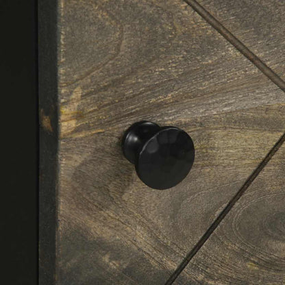 Highboard Black Solid mango wood with engineered wood and metal