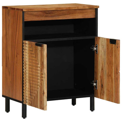 Sideboard with Door Brown 23.6" x 13" x 29.5" Solid Acacia wood
