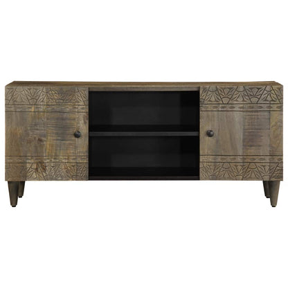 TV Cabinet Light Gray Solid Mango Wood, Engineered Wood, Metal
