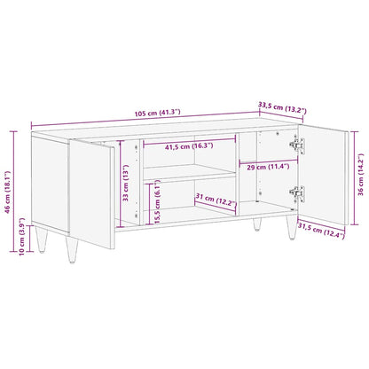 TV Cabinet Light Gray Solid Mango Wood, Engineered Wood, Metal