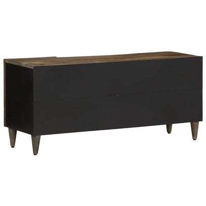 TV Cabinet Light Gray Solid Mango Wood, Engineered Wood, Metal