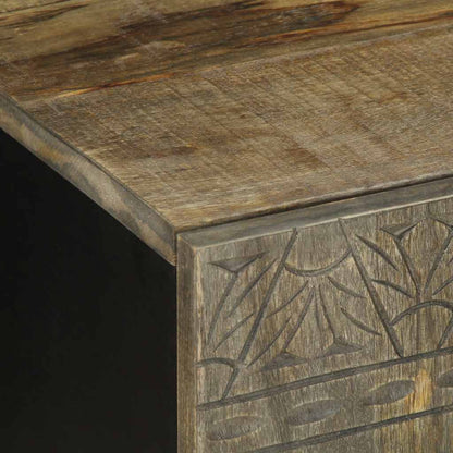 TV Cabinet Light Gray Solid Mango Wood, Engineered Wood, Metal