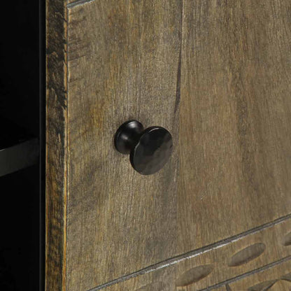 TV Cabinet Light Gray Solid Mango Wood, Engineered Wood, Metal