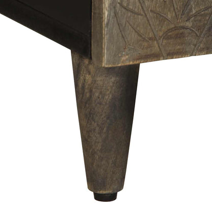TV Cabinet Light Gray Solid Mango Wood, Engineered Wood, Metal
