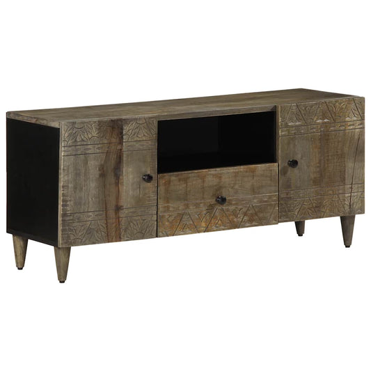 TV Cabinet Light Grey Solid mango wood, engineered wood, metal