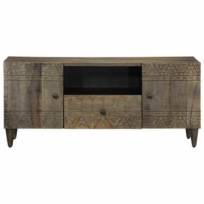 TV Cabinet Light Grey Solid mango wood, engineered wood, metal