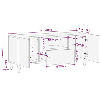 TV Cabinet Light Grey Solid mango wood, engineered wood, metal
